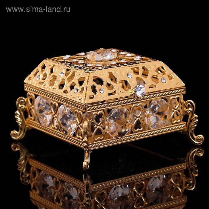 Шкатулка &laquo;Грация&raquo;, с зеркалом, 5,8&times;5.8&times;4.4 см, с кристаллами
