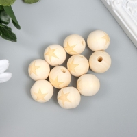 Бусина дерево для творчества "Круглая. Звезда" d=1,8 см набор 10 шт Бусина дерево для творчества "Круглая. Звезда" d=1,8 см набор 10 шт