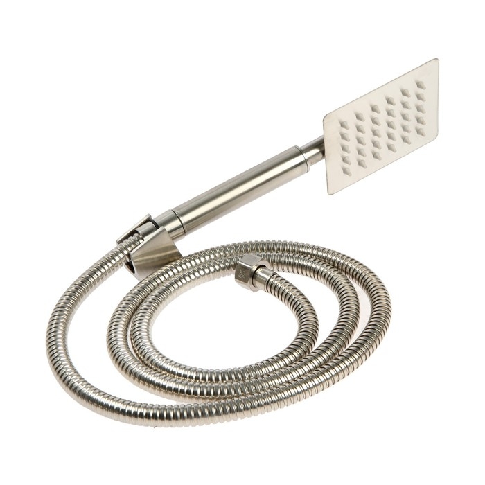 Смеситель для ванны ZEIN, квадрат, излив 35 см, с душевым набором, нержавеющая сталь, сатин Смеситель для ванны ZEIN, квадрат, излив 35 см, с душевым набором, нержавеющая сталь, сатин