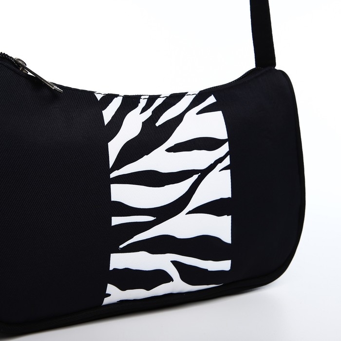 Сумка женская багет из текстиля, &laquo;Зебра&raquo;, 23х13х5 см.