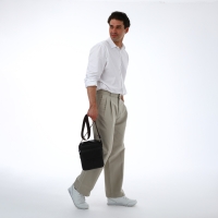 Сумка мужская через плечо TEXTURA, 2 наружных кармана, цвет коричневый