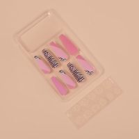 Накладные ногти &laquo;Зебра&raquo;, 12 шт, с клеевыми пластинами, форма балерина, разноцветные