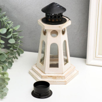 Подсвечник дерево на 1 свечу "Фонарь-маяк" белый 22х13,8х12,8 см Подсвечник дерево на 1 свечу "Фонарь-маяк" белый 22х13,8х12,8 см