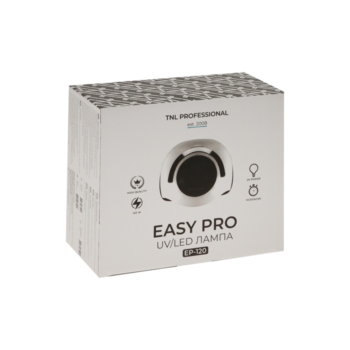 Лампа для гель-лака TNL Easy Pro, UV/LED, 120 Вт, 36 диодов, таймер 10/30/60/99 сек,  хром