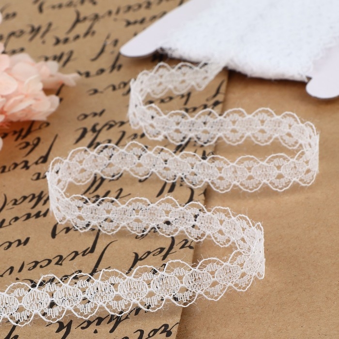 Кружево капроновое, 15 мм × 10 ± 1 м, цвет белый Кружево капроновое, 15 мм × 10 ± 1 м, цвет белый