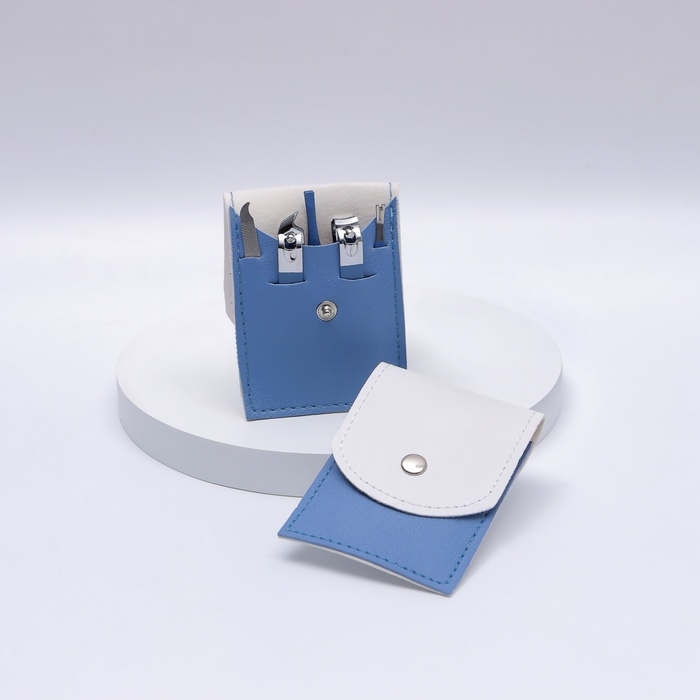 Набор маникюрный, 5 предметов, в футляре, цвет голубой/белый Набор маникюрный, 5 предметов, в футляре, цвет голубой/белый