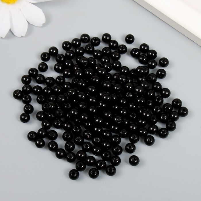 Набор пластиковых бусин Набор пластиковых бусин "Астра", 6 мм, 25 гр, чёрный