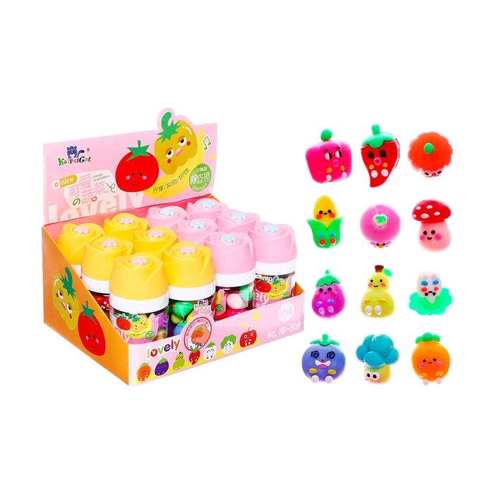 Набор ластиков фигурных 12 штук в пластиковой коробке МИКС Фрукты/Ягоды/Овощи Набор ластиков фигурных 12 штук в пластиковой коробке МИКС Фрукты/Ягоды/Овощи