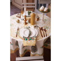 Скатерть новогодняя Этель "Golden Christmas" d=215 +/- 2см с ГМВО, 100% хлопок, саржа 190 гр/м2