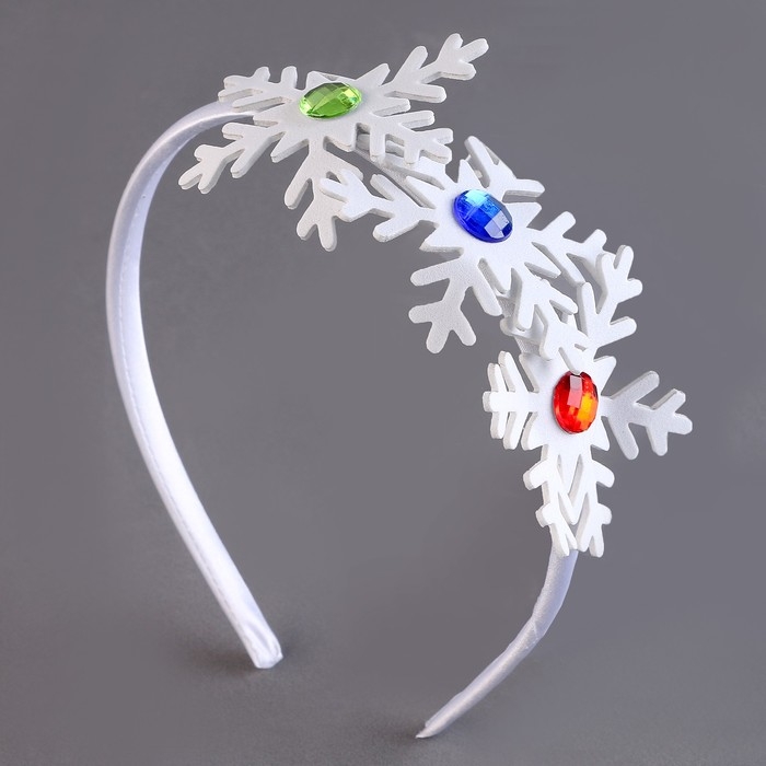 Новый год! Карнавальный ободок &laquo;Снежинки&raquo; со стразами