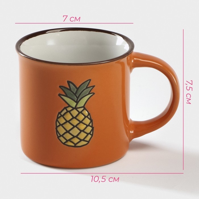 Кружка керамическая Доляна &laquo;Ананас&raquo;, 180 мл, цвет оранжевый