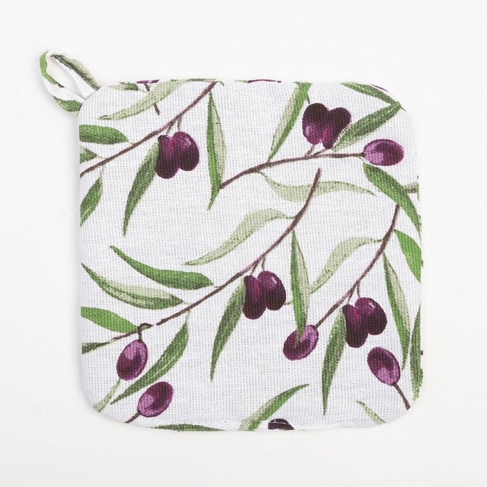 Набор кухонный Доляна Olives: варежка 20х27 см, прихватка 19х19 см, 100% хл Набор кухонный Доляна Olives: варежка 20х27 см, прихватка 19х19 см, 100% хл