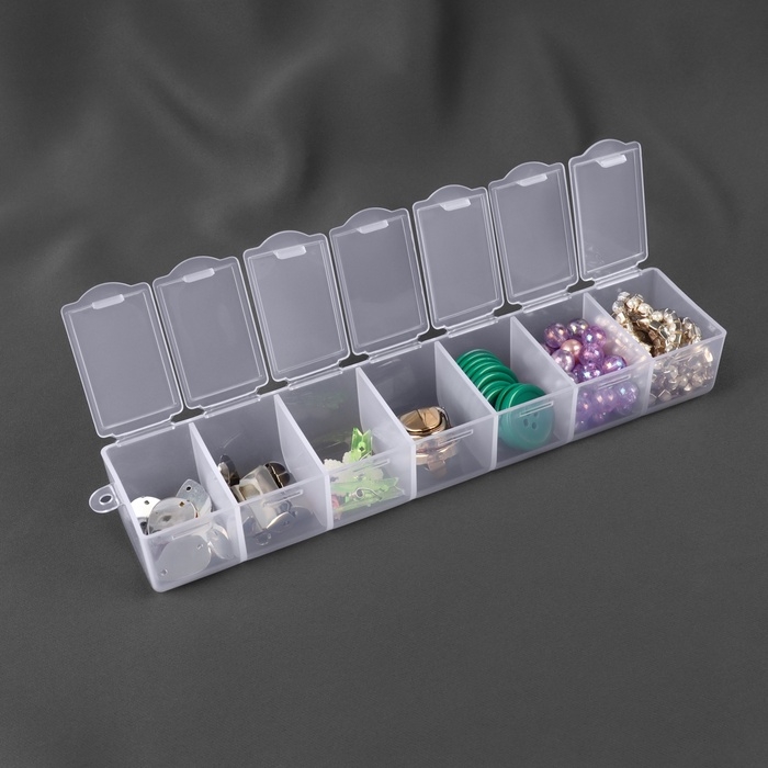 Контейнер для хранения мелочей, 19 &times; 4,5 &times; 3 см, с наклейками, цвет прозрачный