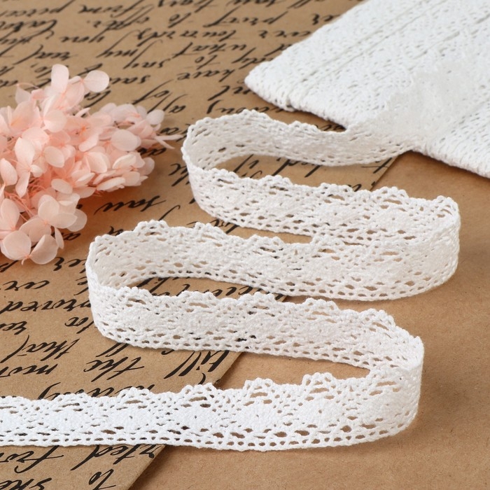 Кружево вязаное, 20 мм &times; 10 &plusmn; 1 м, цвет белый