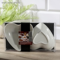 Набор салатников керамических «Сердца», 2 предмета, 13×12,5 см, цвет белый Набор салатников керамических «Сердца», 2 предмета, 13×12,5 см, цвет белый