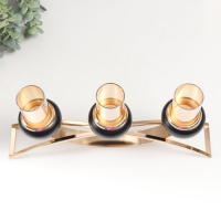 Подсвечник металл, стекло на 3 свечи "Тёмный рыцарь" чёрный матовый с золотом 40х25х12 см Подсвечник металл, стекло на 3 свечи "Тёмный рыцарь" чёрный матовый с золотом 40х25х12 см