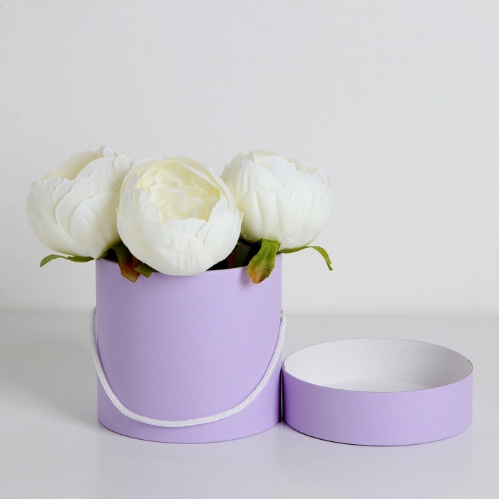 Подарочная коробка, круглая, лавандовая,с шнурком, 12 х 12 см Подарочная коробка, круглая, лавандовая,с шнурком, 12 х 12 см
