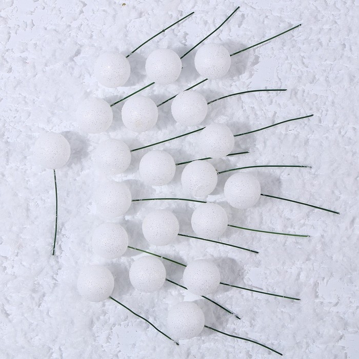 Фигурка для поделок и декора на проволоке &laquo;Шар&raquo;, набор 20 шт., размер 1 шт. &mdash; 2,5 &times; 7 см, цвет белый