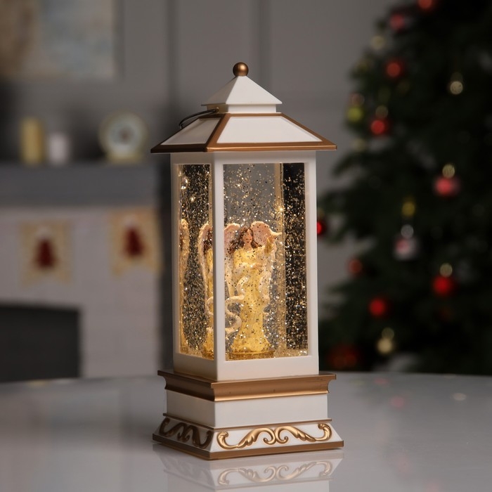 Светодиодная фигура &laquo;Фонарь с ангелом&raquo; 10.5 &times; 26 &times; 10.5 см, пластик, батарейки ААх3 (не в комплекте), USB, свечение тёплое белое