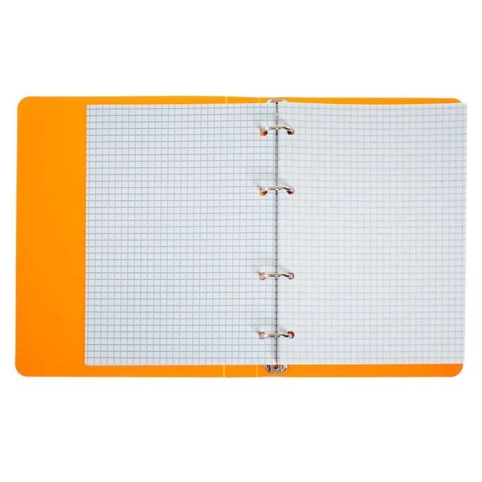 Тетрадь на кольцах A5 120 листов в клетку Calligrata Оранжевая, пластиковая обложка, блок офсет