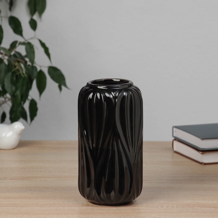 Ваза керамика настольная "Лиам" d-6см, h-20х10 см, чёрный