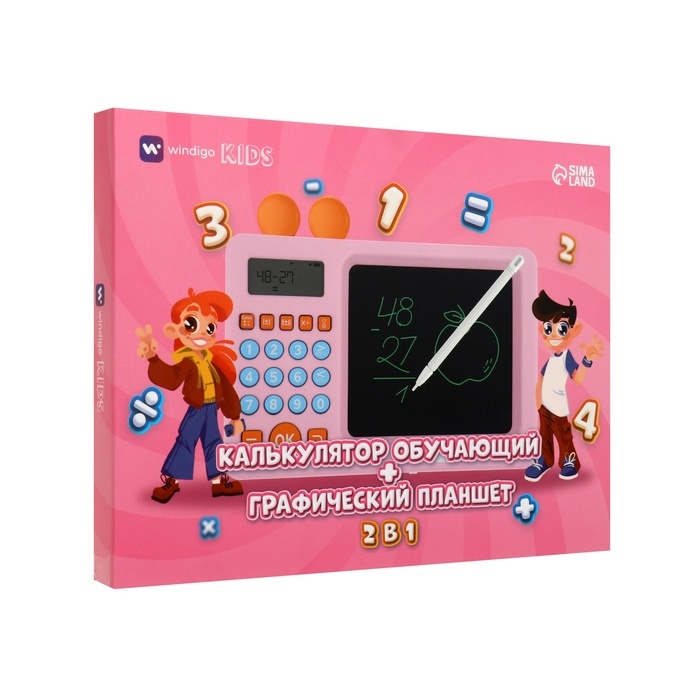 Интерактивный калькулятор детский Windigo, для изучения счёта + графический планшет, красный Интерактивный калькулятор детский Windigo, для изучения счёта + графический планшет, красный
