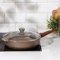 Сковорода «Гранит», d=30 см, съёмная ручка, стеклянная крышка, антипригарное покрытие, цвет коричневый Сковорода «Гранит», d=30 см, съёмная ручка, стеклянная крышка, антипригарное покрытие, цвет коричневый