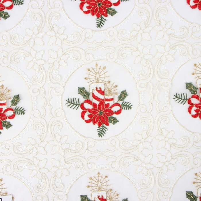 Скатерть Этель &laquo;Новогодняя&raquo; с вышивкой, 120 х 150 &plusmn;5 см, п/э