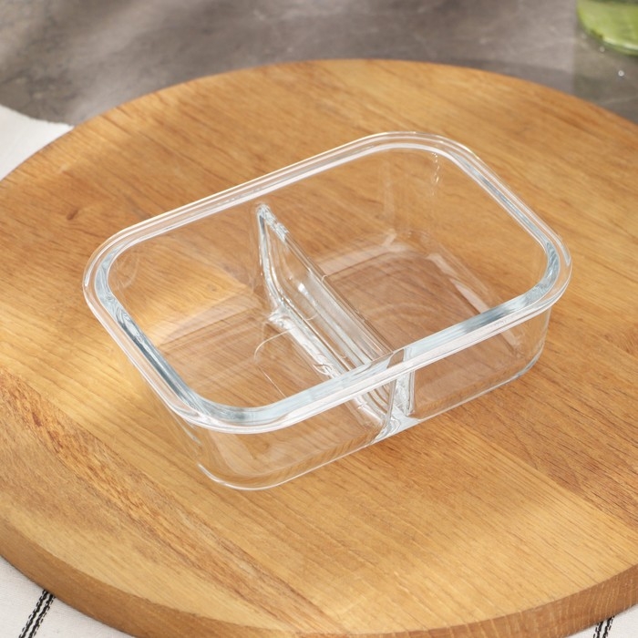 Контейнер из жаропрочного стекла, с крышкой, 600 мл, цвет бирюзовый