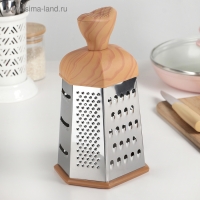 Тёрка шестигранная Доляна &laquo;Деревенька&raquo;, 12&times;11&times;22 см, цвет коричневый