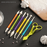 Набор для моделирования кондитерских украшений и ножницы кондитерские для переноски украшений Доляна, 6 шт, цвет и форма МИКС