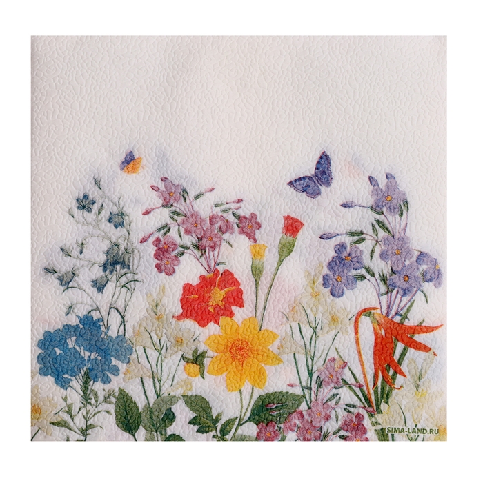 Салфетки бумажные двухслойные Салфетки бумажные двухслойные "Полевые цветы", 33х33 см, набор 20 шт.