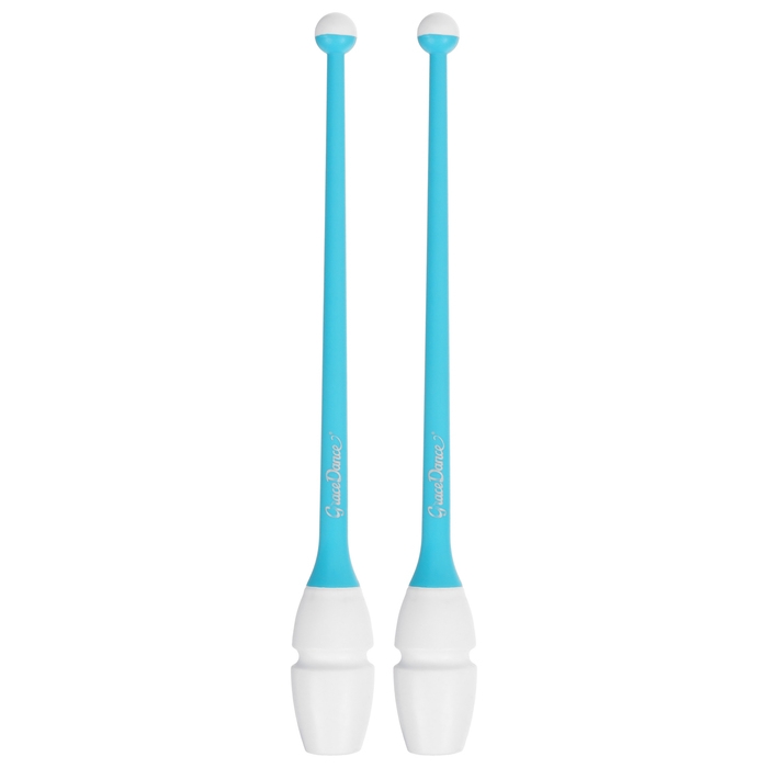 Булавы гимнастические вставляющиеся Grace Dance, 41 см, цвет белый/голубой