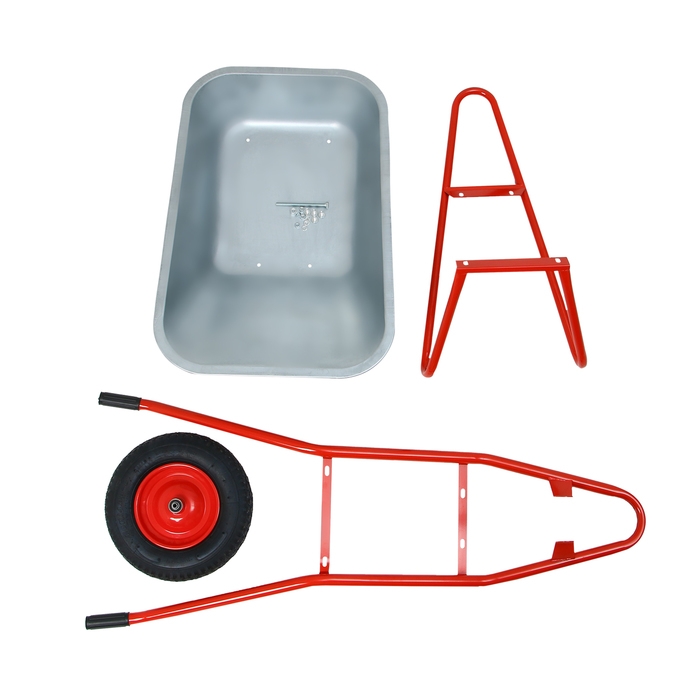 Тачка строительная, 1 пневмоколесо, груз/п 200 кг, объем 110 л, оцинкованный кузов 0,8 мм, Greengo Тачка строительная, 1 пневмоколесо, груз/п 200 кг, объем 110 л, оцинкованный кузов 0,8 мм, Greengo