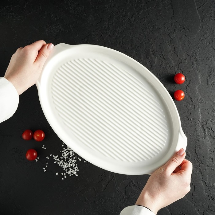 Блюдо фарфоровое для запекания Magistro &laquo;Бланш&raquo;, 33&times;21&times;2,5 см, цвет белый