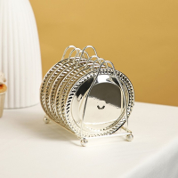 Набор блюдец «Серебро», 14×10×12 см, с подставкой, 6 шт, цвет серебряный Набор блюдец «Серебро», 14×10×12 см, с подставкой, 6 шт, цвет серебряный