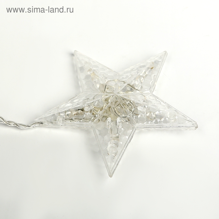 Гирлянда &laquo;Бахрома&raquo; 2.4 &times; 0.9 м с насадками &laquo;Звёзды&raquo;, IP20, прозрачная нить, 138 LED, свечение тёплое белое, 8 режимов, 220 В