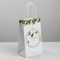 Пакет подарочный новогодний крафтовый &laquo;Мечты&raquo;, 12 х 21 х 9 см, Новый год