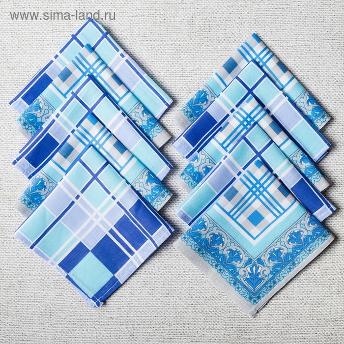 Набор мужских носовых платков Иваново 28х28см 10шт, МИКС, ситец 90 г/м, хл100 Набор мужских носовых платков Иваново 28х28см 10шт, МИКС, ситец 90 г/м, хл100