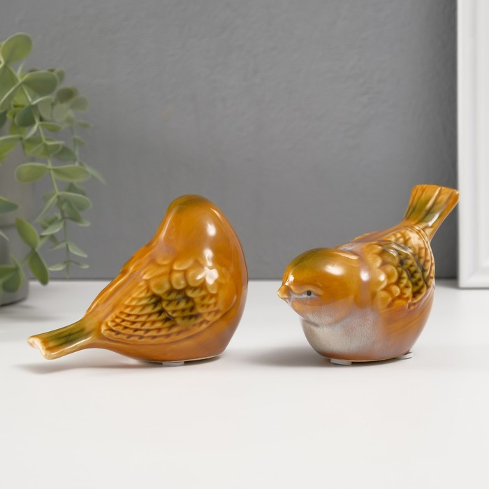 Сувенир керамика " Воробышек с зелёным оперением" МИКС 8х12х6 см