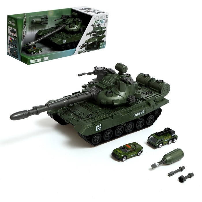 Конструктор винтовой &laquo;Боевой танк&raquo;, свет, звук, инерция, 57 деталей