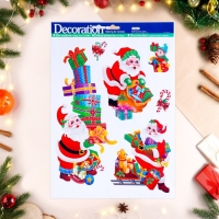Наклейки на окна "Новогодние" Дед Мороз, подарки, 41 х 29 см