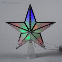 Светодиодная верхушка на ёлку «Звезда серебристая» 16 см, 10 LED, провод 2 метра, 220 В, свечение мульти Светодиодная верхушка на ёлку «Звезда серебристая» 16 см, 10 LED, провод 2 метра, 220 В, свечение мульти