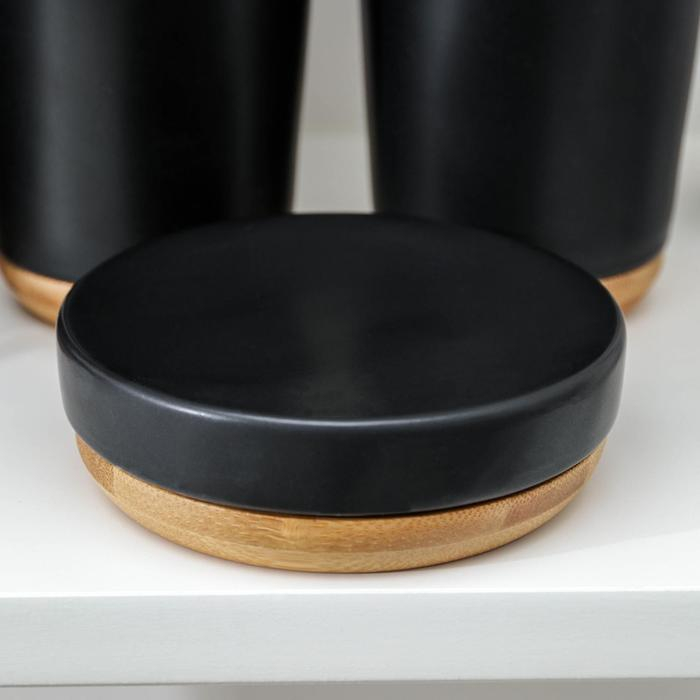 Набор аксессуаров для ванной комнаты &laquo;Эко&raquo;, 4 предмета (мыльница, дозатор для мыла, 2 стакана), цвет чёрный