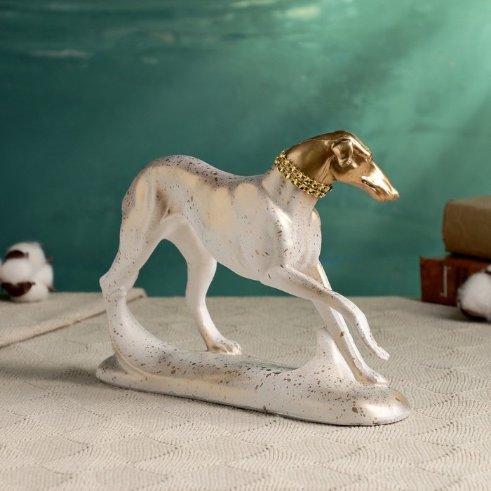 Фигура Фигура "Борзая" белая с золотым, 25х17см