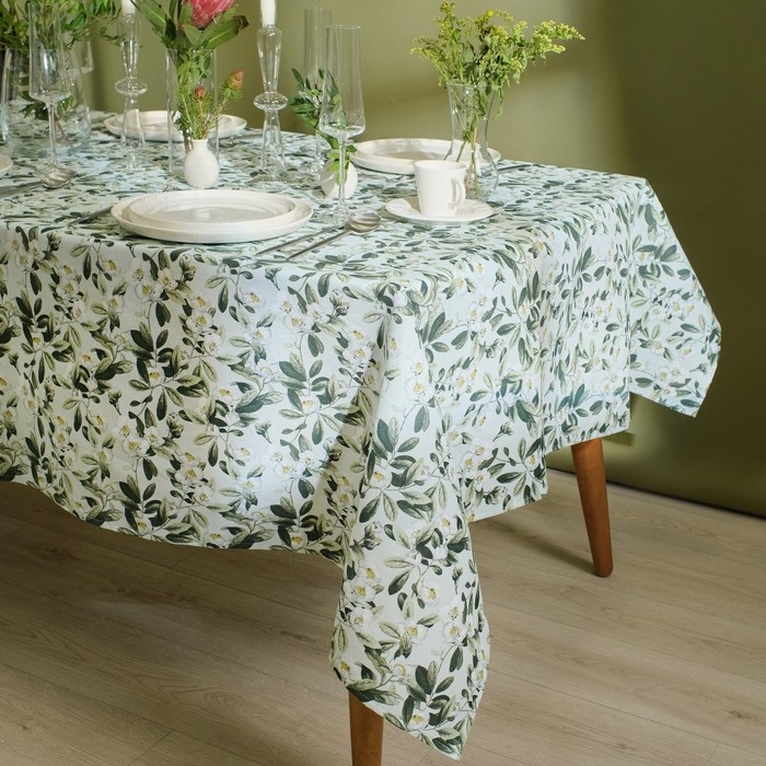 Скатерть Доляна Apple flowers 146х220 см, 100% хл, рогожка 164 г/м2