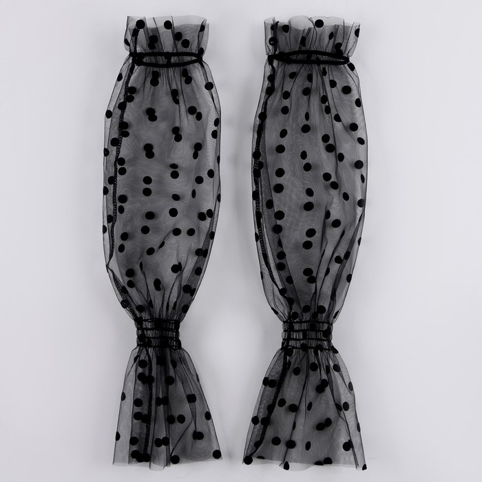 Перчатки женские - нарукавники, в горошек, цвет чёрный