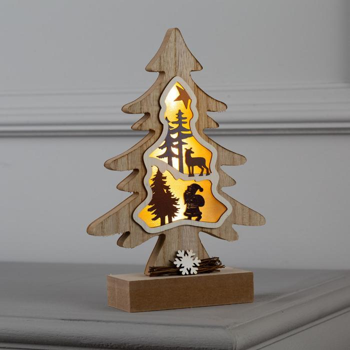 Светодиодная фигура &laquo;Ёлка&raquo; 15.5 &times; 23 &times; 5 см, дерево, батарейки АААх2 (не в комплекте), свечение тёплое белое