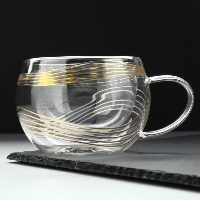 Кружка стеклянная с двойными стенками &laquo;Геометрия&raquo;, 270 мл