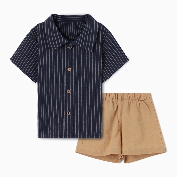 Костюм детский (рубашка и шорты) Крошка Я, р. 86-92, синий Костюм детский (рубашка и шорты) Крошка Я, р. 86-92, синий